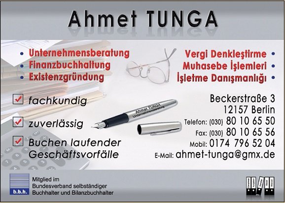 Ahmet TUNGA - Unternehmensberatung, Finanzbuchhaltung, Existenzgründung