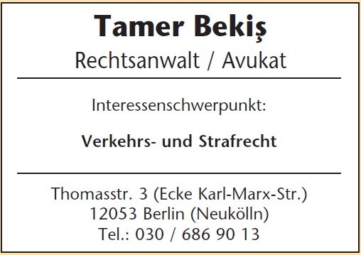 Tamer Bekis - Rechtsanwalt - Avukat